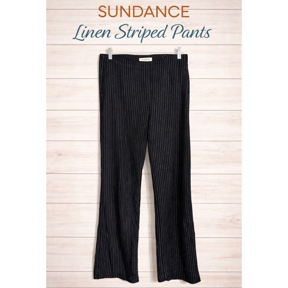 Sundance Sierra Side Button Straight Leg Pants Linen  Size 12